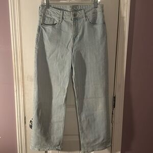 Old Navy Slim Wide Leg High-Rise Blue w/ White Stripes Jeans Size 8 New